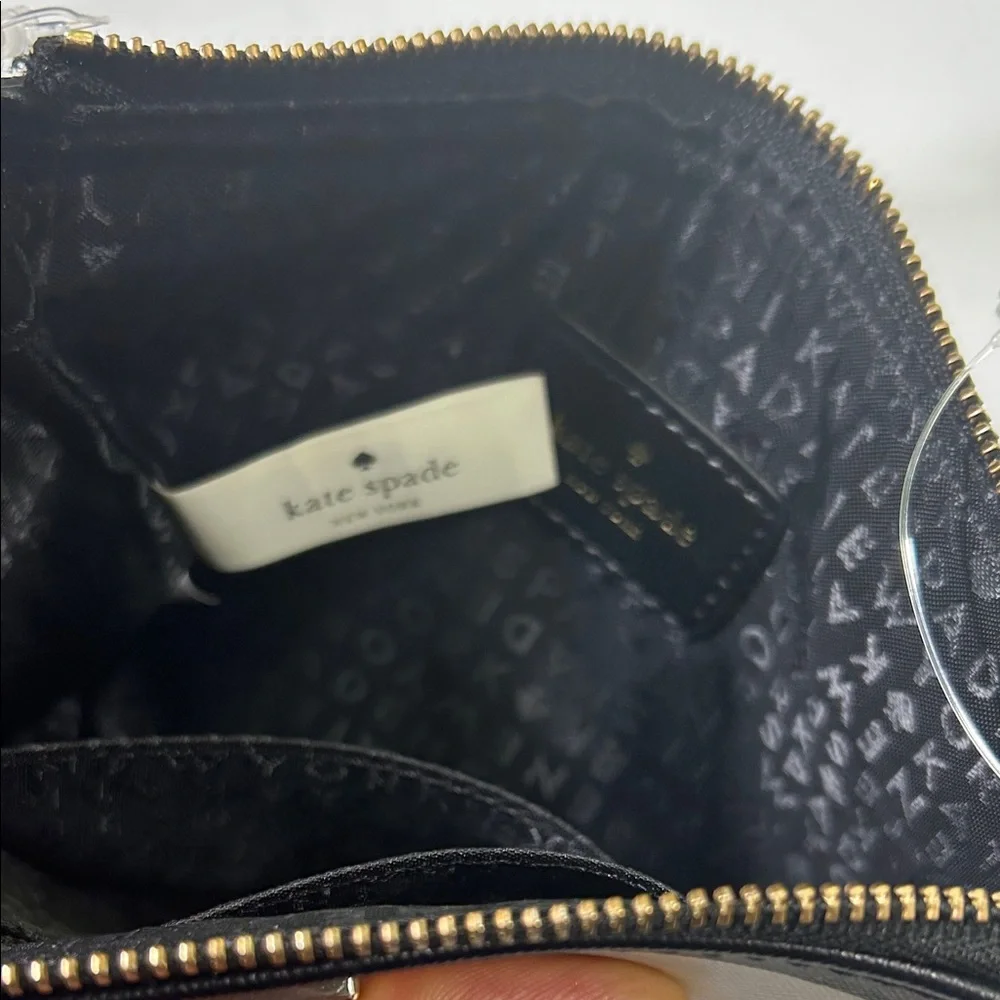 Kate Spade Black and Tan Striped Clutch